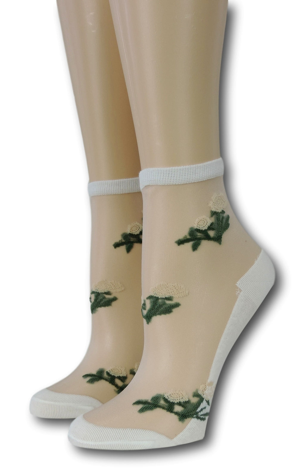 White Floret Sheer Socks