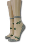 Grey Floret Sheer Socks