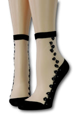Black Seamless Floral Sheer Socks