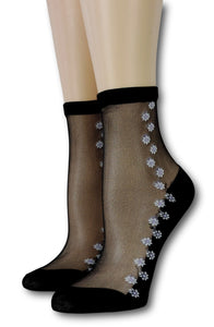 Pearl Seamless Floral Sheer Socks