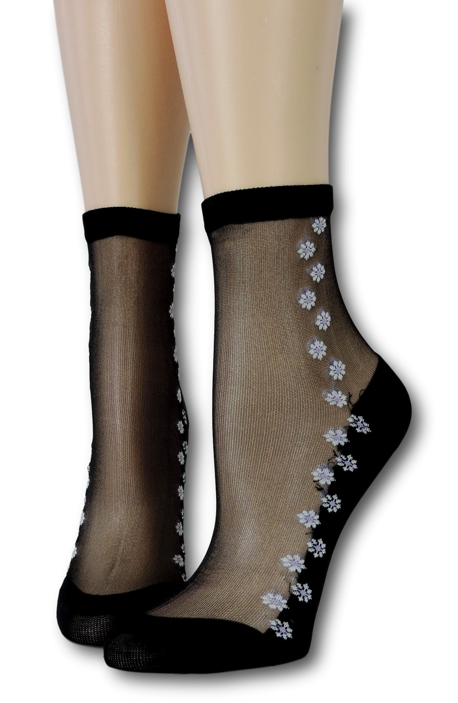 Pearl Seamless Floral Sheer Socks