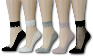 Fancy Sheer Socks (Pack of 5 Pairs)