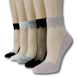 Fancy Sheer Socks (Pack of 5 Pairs)