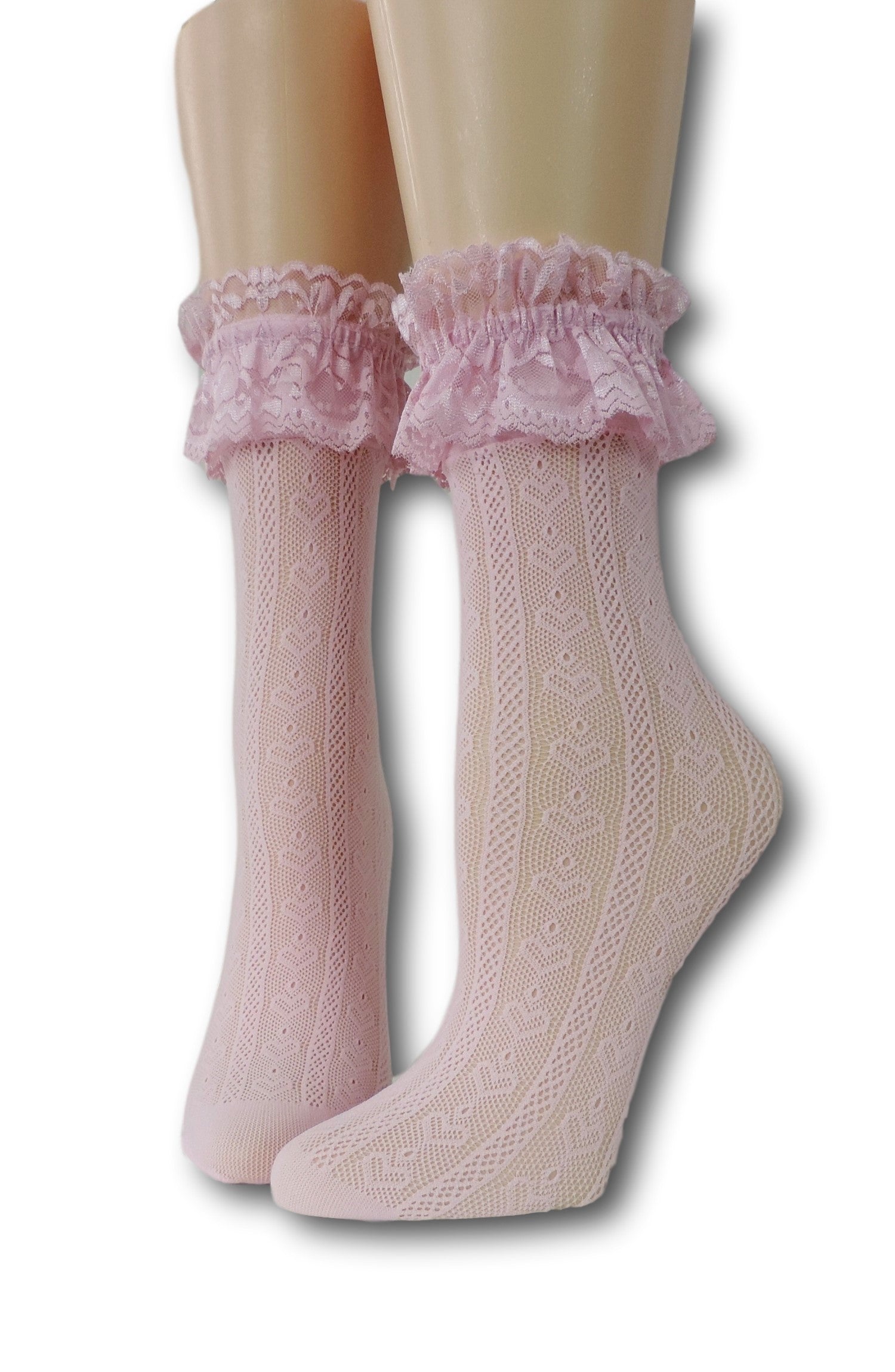 Pink Hearts Ruffle Sheer Socks