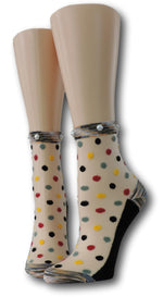 Multi Dotted Sheer Socks with beads