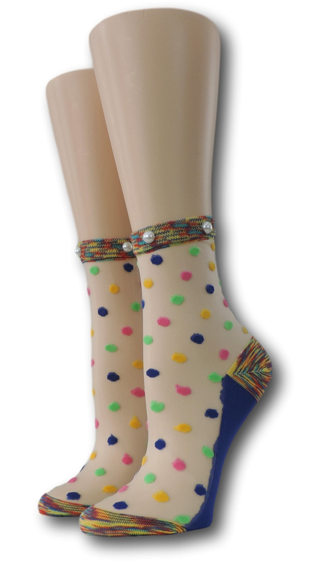 Combo Polka Sheer Socks with beads
