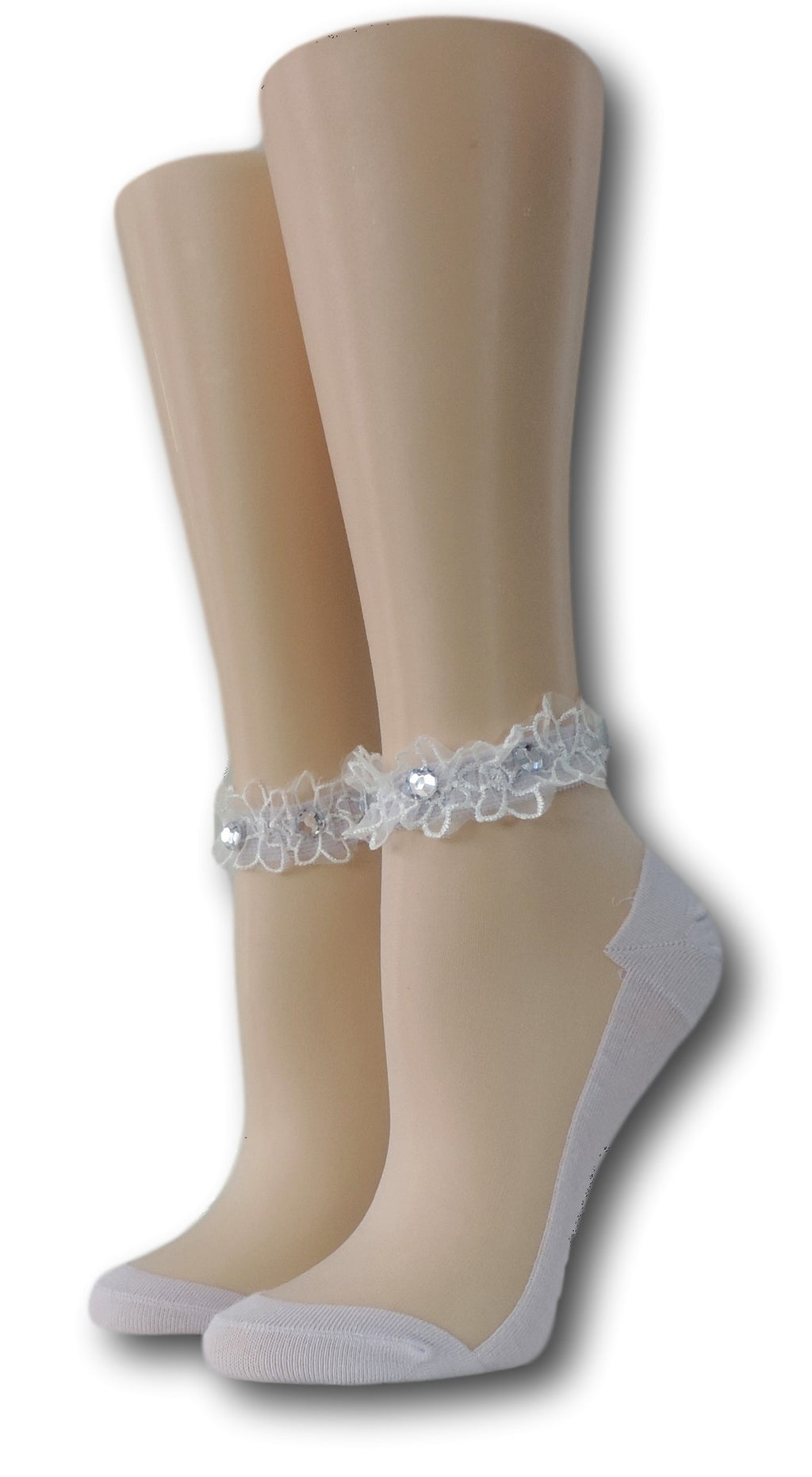Light Purple Ankle Sheer Socks with beads