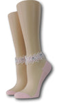 Baby Pink Ankle Sheer Socks with beads
