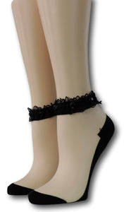 Ivory Ankle Sheer Socks with beads