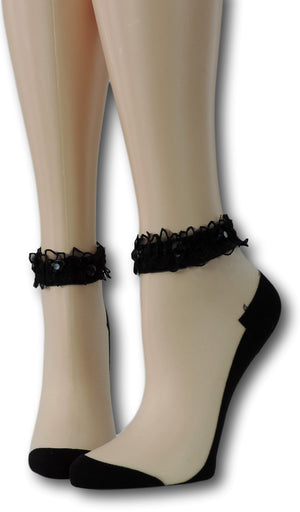 Ivory Ankle Sheer Socks with beads