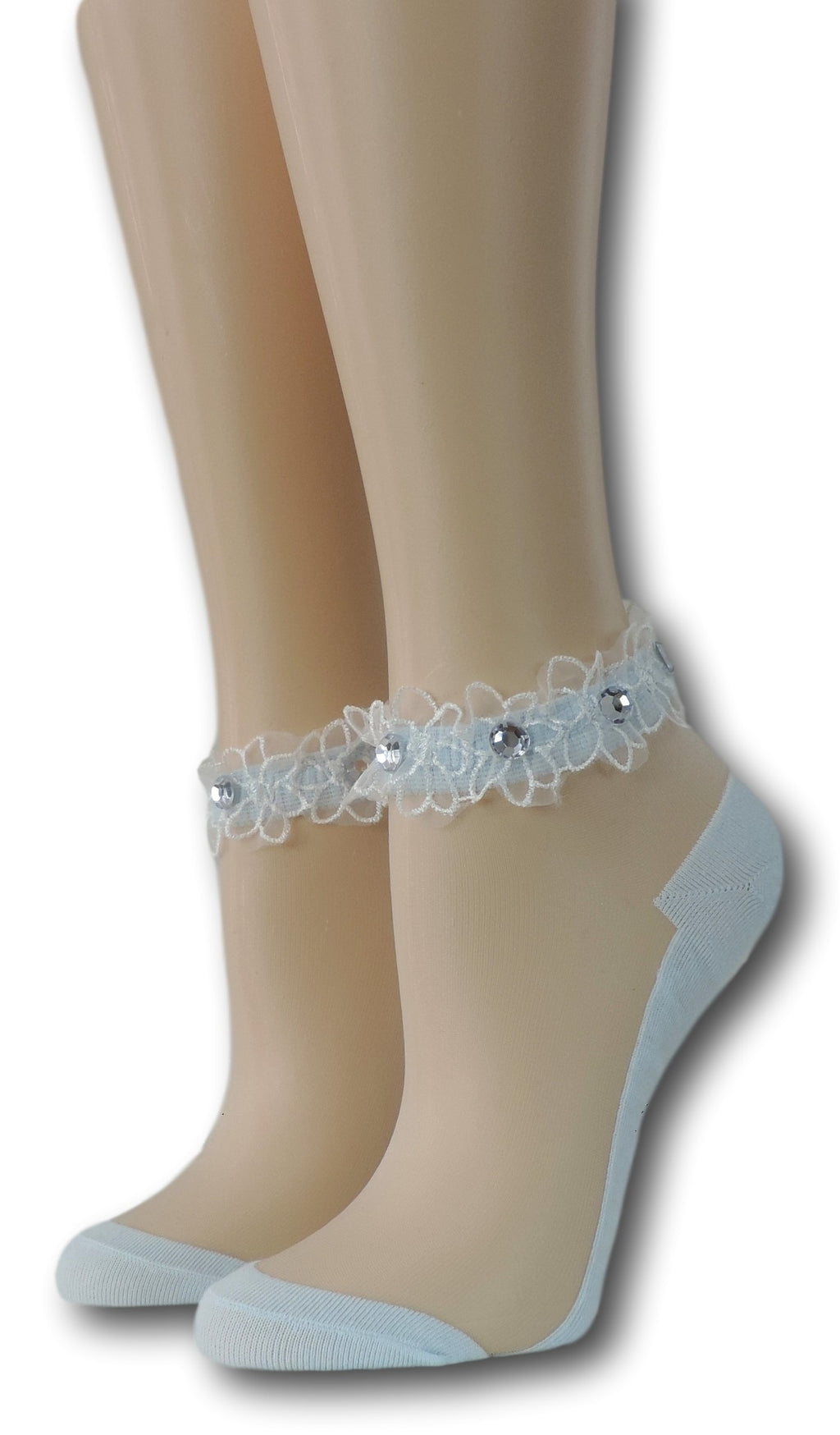 Baby Blue Ankle Sheer Socks with beads