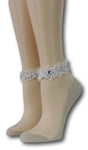 Heavy Cream Ankle Sheer Socks with beads