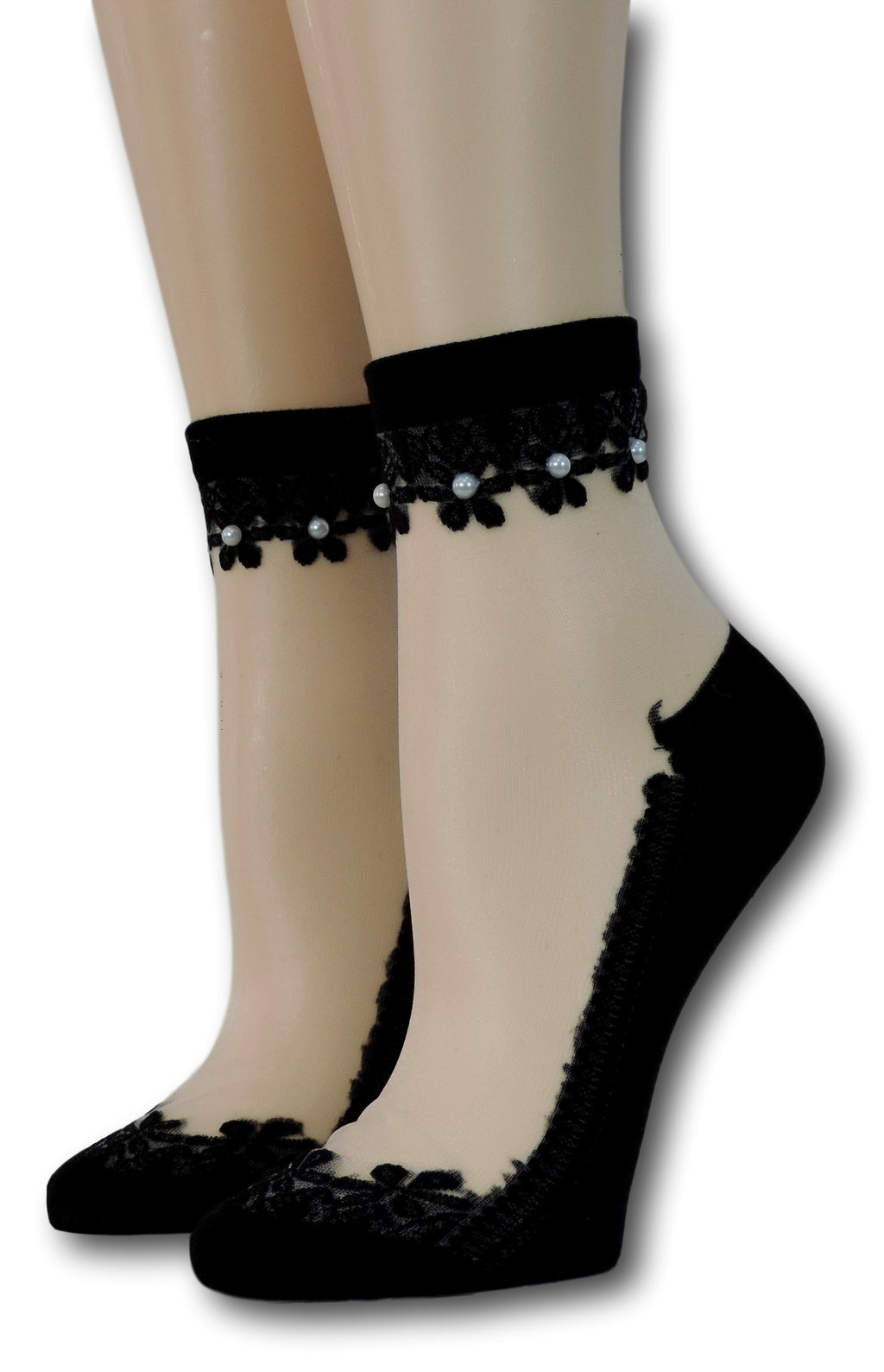 Ebony Elegant Sheer Socks with beads