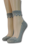 Grey Elegant Sheer Socks with beads