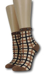 Brown Vintage Sheer Socks with beads