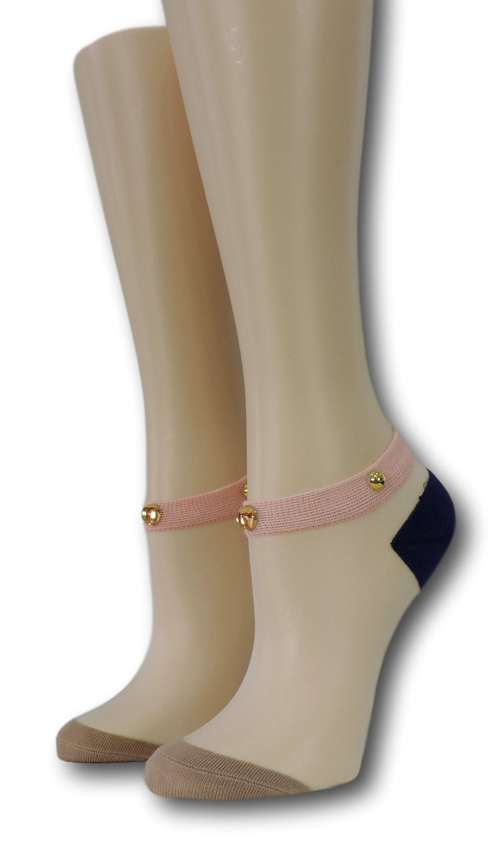 Brown-Black Ankle Sheer Socks with beads