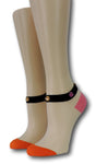 Orange-Pink Ankle Sheer Socks with beads