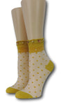 Mustard Royal Dotted Sheer Socks with beads