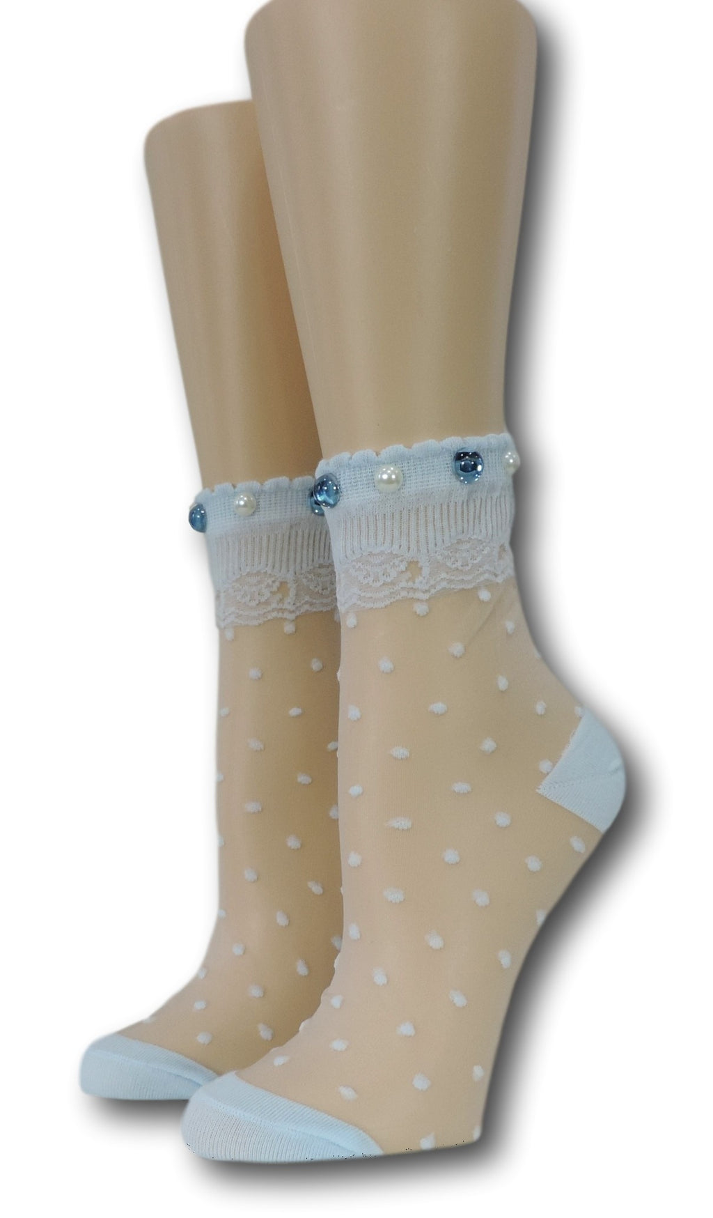 Polka Dotted Sheer Socks with beads
