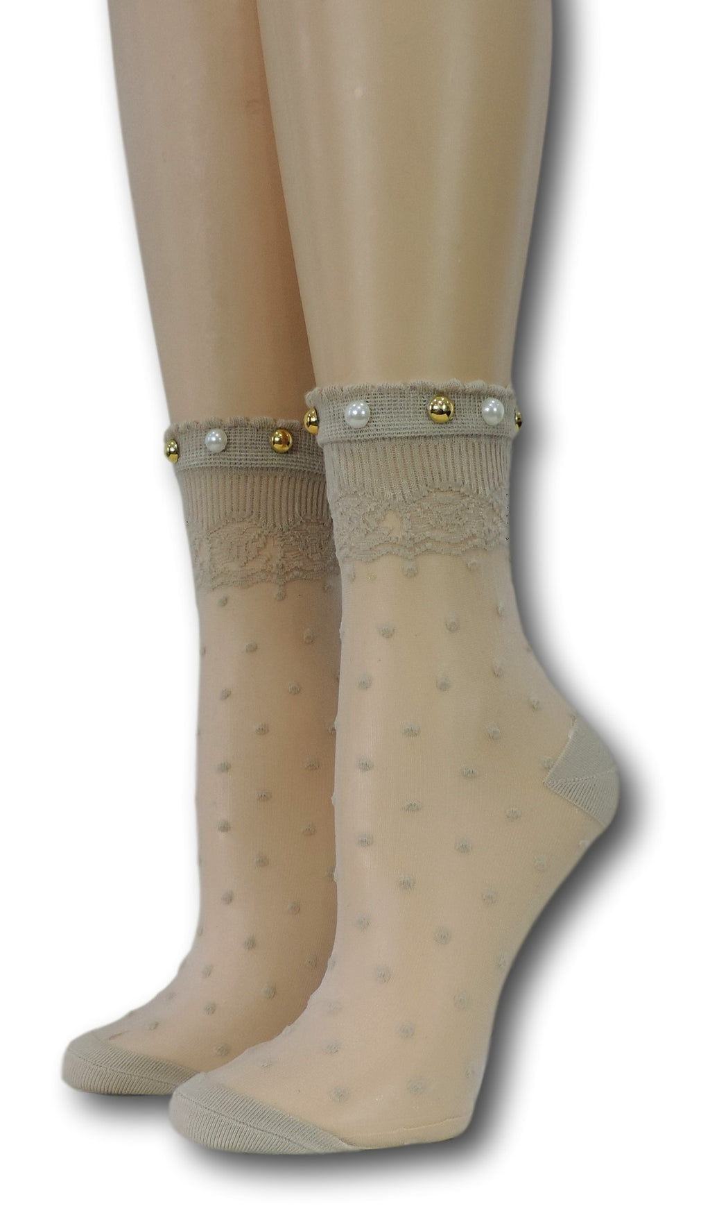 Heavy Cream Royal Dotted Sheer with beads
