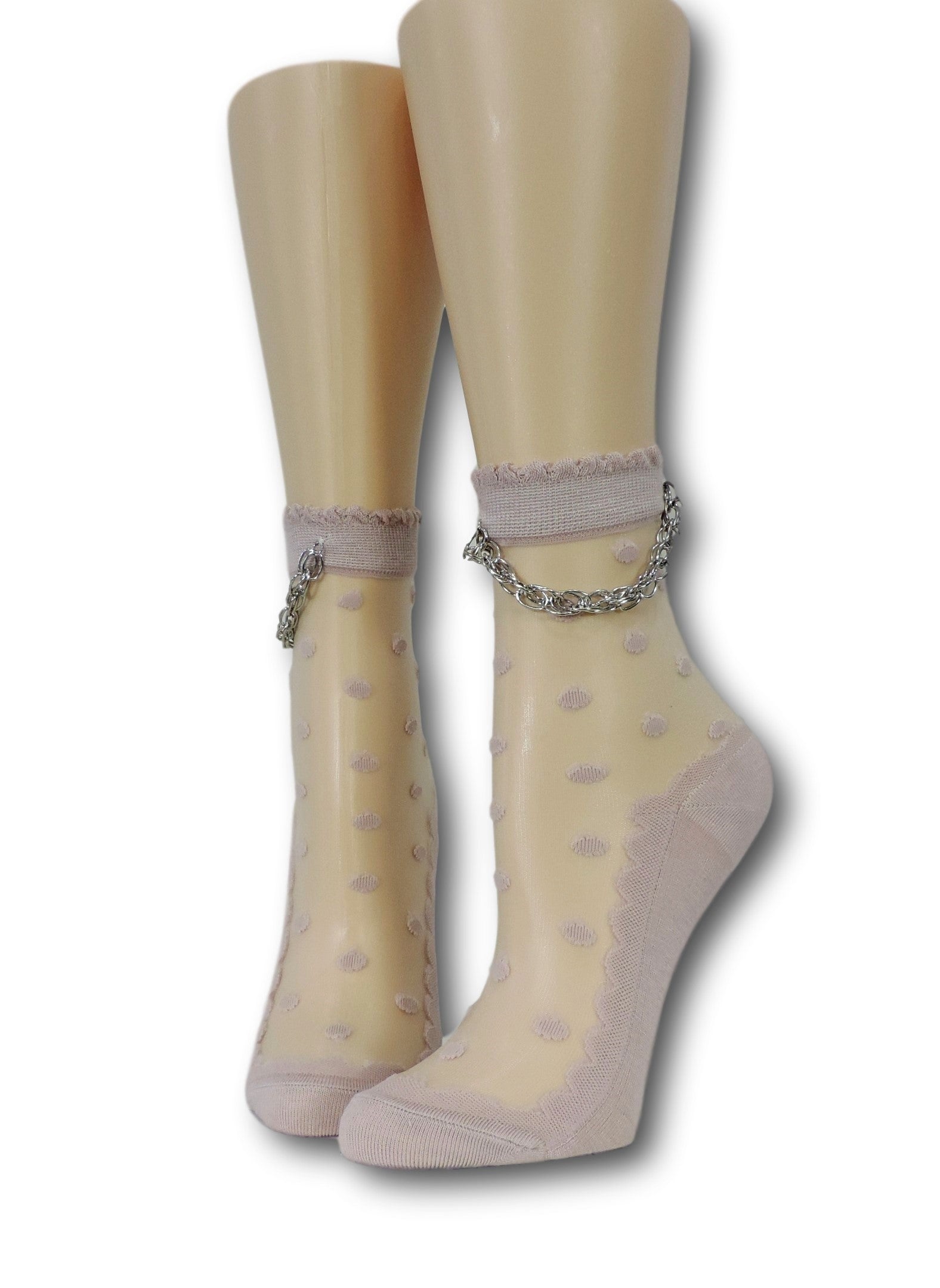 Pink Dotted Hip Hop Socks with Chain