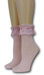 Pink Hearts Frilly Socks with beads