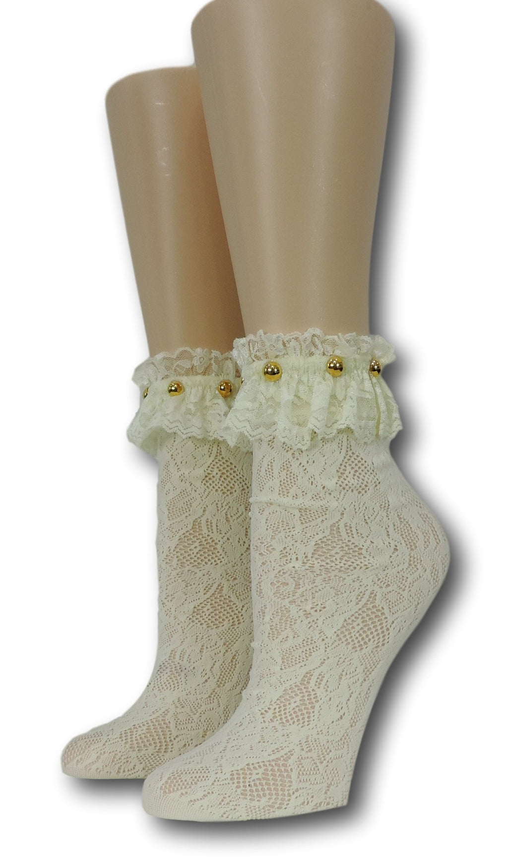 Yellow Floral Frilly Socks with beads