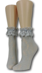 Grey Frilly Socks with beads