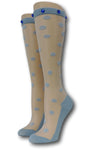 Blue Polka Knee High Sheer Socks with beads