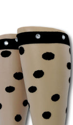 Black Polka Knee High Sheer Socks with beads