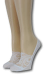 Exotic White No Show Sheer Socks with beads