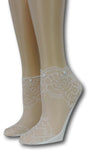 White Rose Ankle Sheer Socks with beads