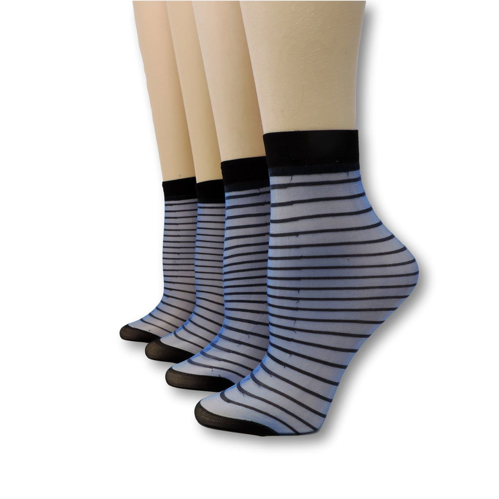 Blue Striped Nylon Socks (Pack of 10 Pairs)