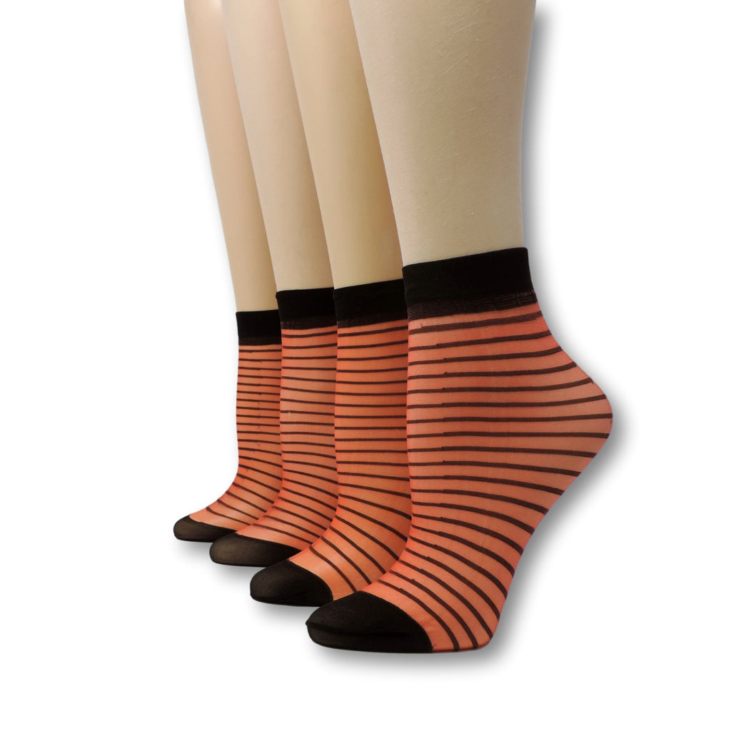 Red Striped Nylon Socks (Pack of 10 Pairs)