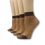 Chocolate Brown Polka Dot Nylon Socks (Pack of 10 Pairs)