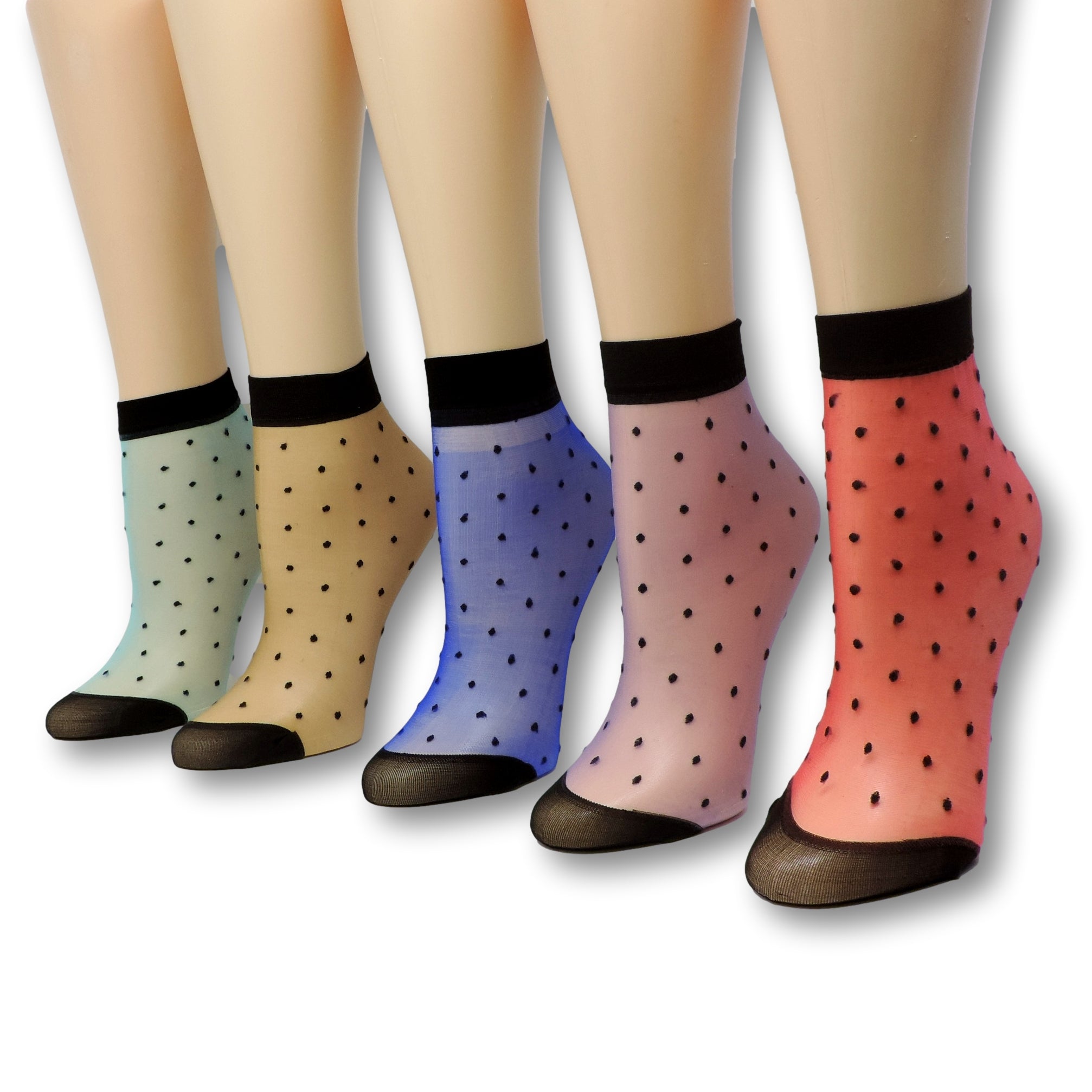 Multi Polka Dot Nylon Socks (Pack of 10 Pairs)