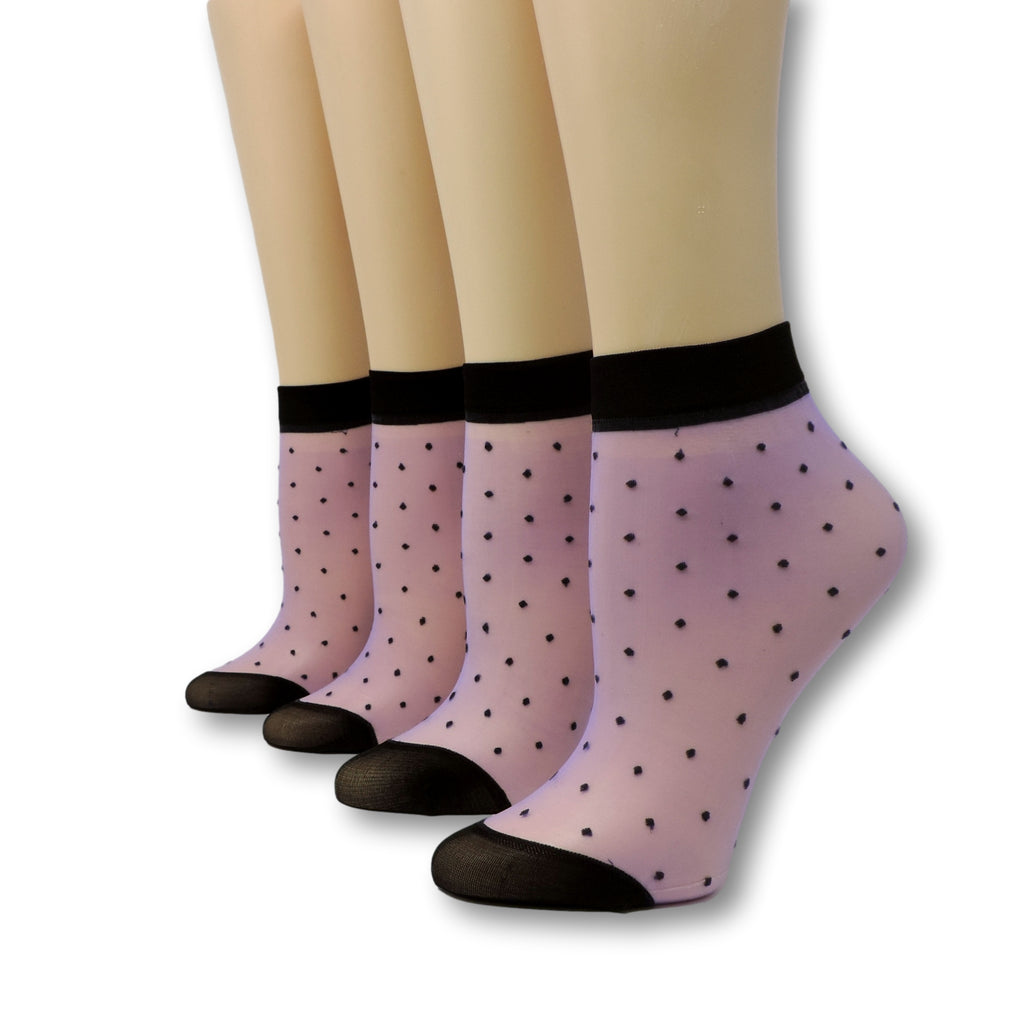 Purple Polka Dot Nylon Socks (Pack of 10 Pairs)