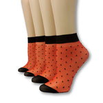 Blood Red Polka Dot Nylon Socks (Pack of 10 Pairs)