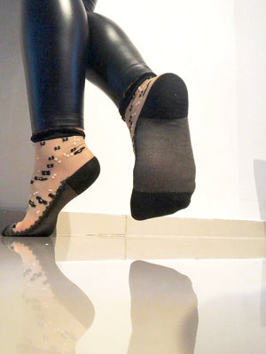 Black/White Dotted Sheer Socks - Global Trendz Fashion®