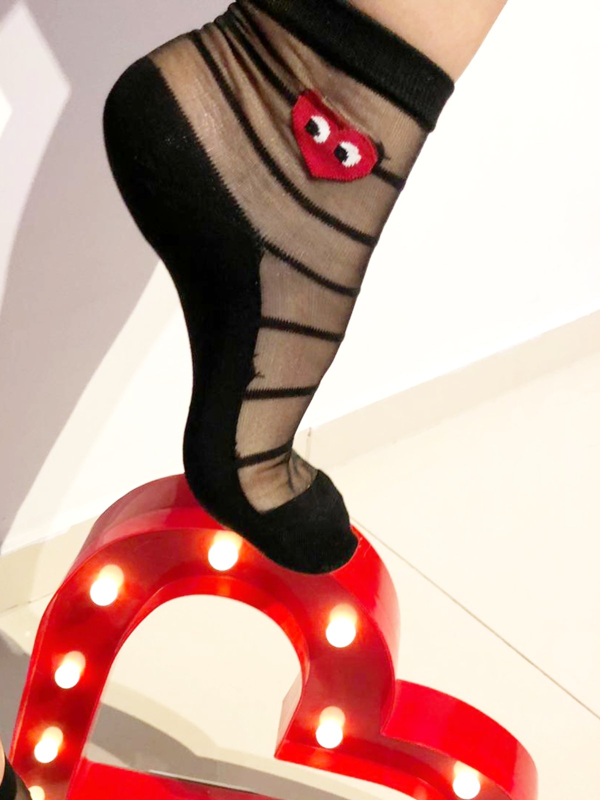 Red Heart Sheer Socks - Global Trendz Fashion®