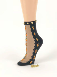 Pearled Mini Oranges Sheer Socks - Global Trendz Fashion®