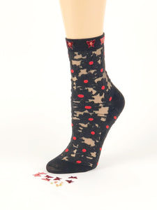 Gorgeous Red Dotted Sheer Socks - Global Trendz Fashion®