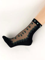 Green/Grey Flowers Sheer Socks - Global Trendz Fashion®
