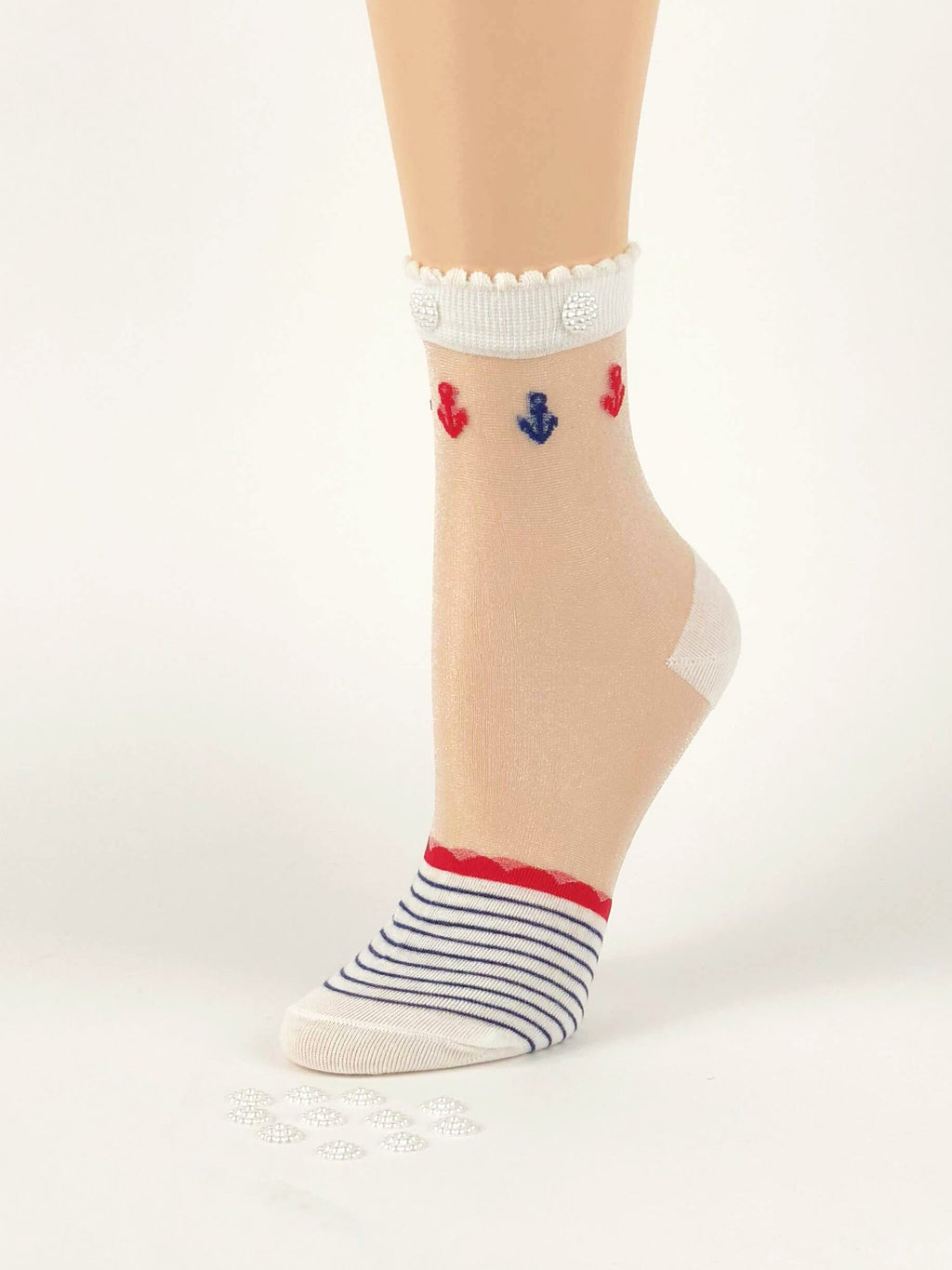Stunning Blue/Red Stripped Sheer Socks - Global Trendz Fashion®