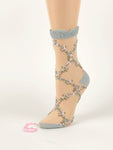 Pink/Grey Criss-Cross Sheer Socks - Global Trendz Fashion®
