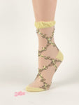 Green/Yellow One-Stripped Sheer Socks - Global Trendz Fashion®