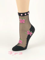 Charming Pink Pearl Flowers Sheer Socks - Global Trendz Fashion®