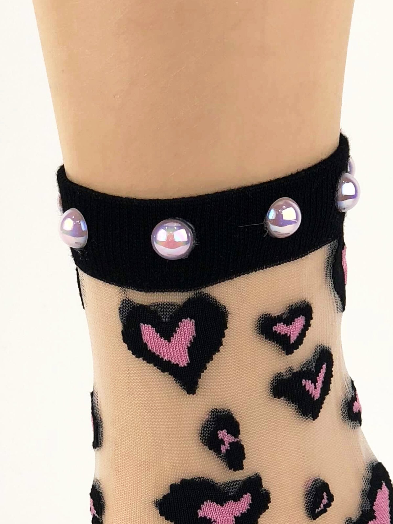 Stunning Black/Pink Flower Sheer Socks - Global Trendz Fashion®