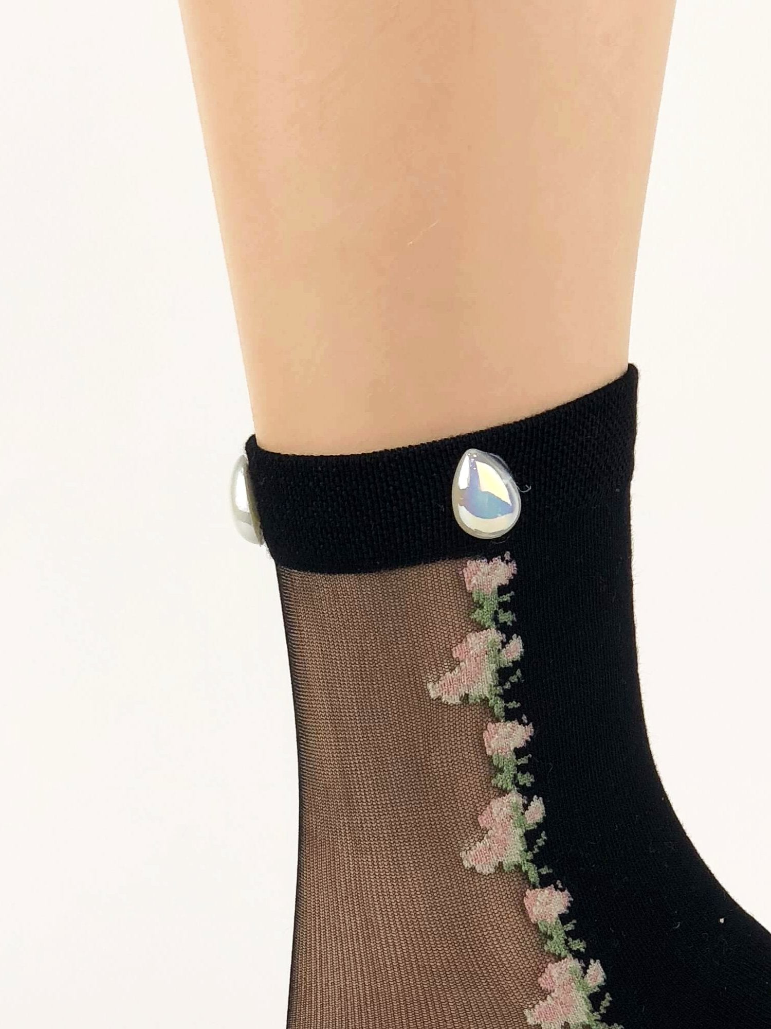 Elegant Mini Pink Flowers Sheer Socks - Global Trendz Fashion®
