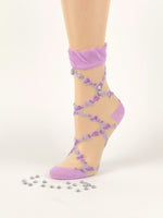 Pink Pearls Criss-Cross Sheer Socks - Global Trendz Fashion®